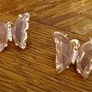 Elegant Butterfly Stud Earrings in Pink and Gold